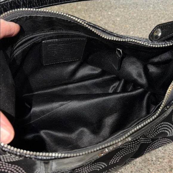 Coach Black Signature Ashley Op Art Shoulder Bag - Picture 3 of 4